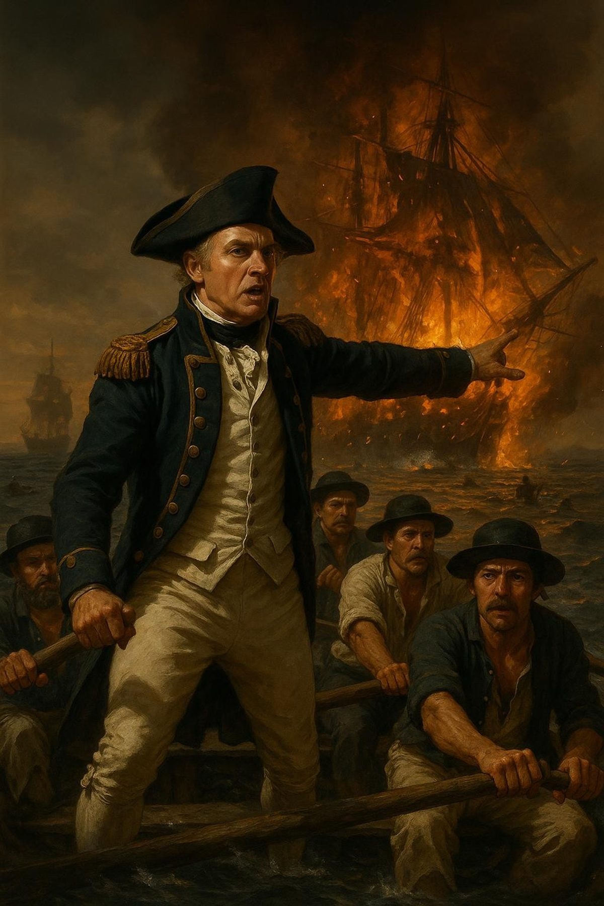 The Day a British Captain Rowed Into a Burning Ship to Save His Enemy