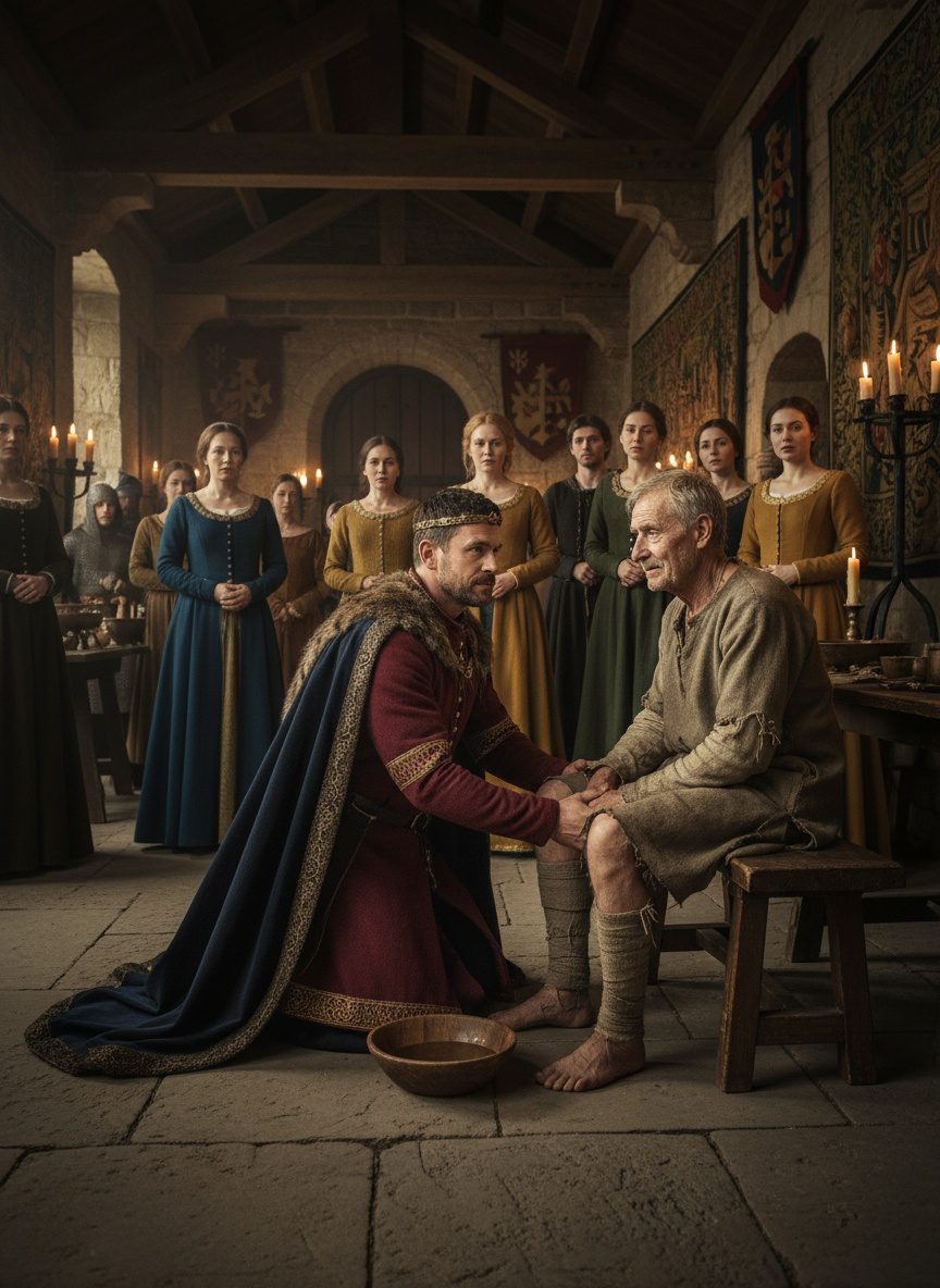 The Day a King Knelt Before a Beggar at His Own Feast