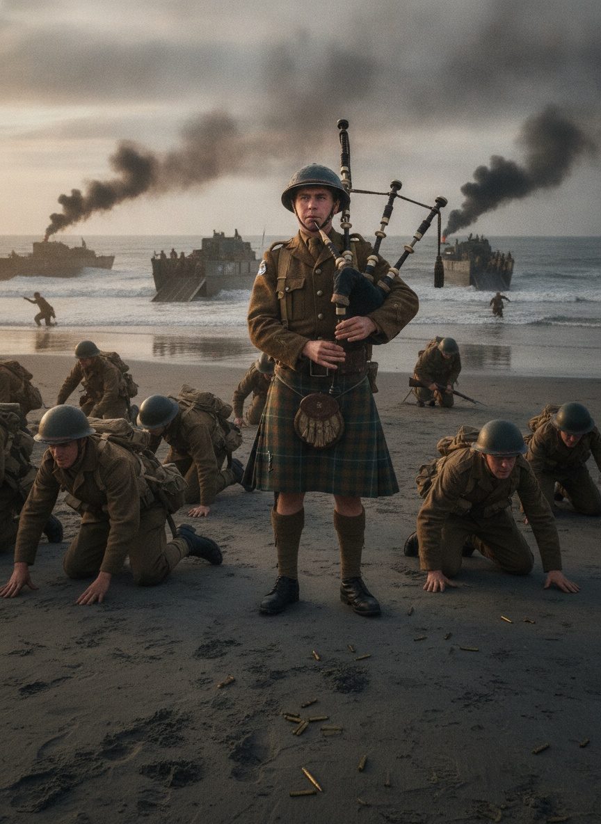The Day a Piper Walked Into Sword Beach and Lived
