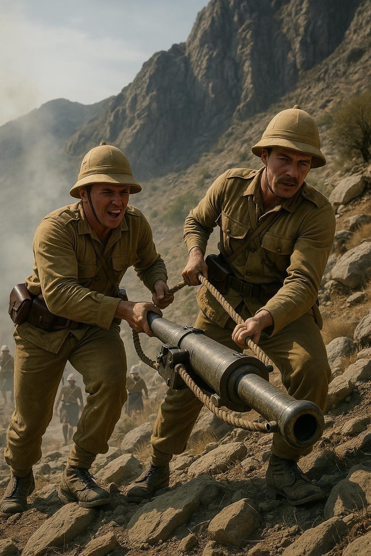 When British Gunners Dragged a 75mm Up Dargai, 1897