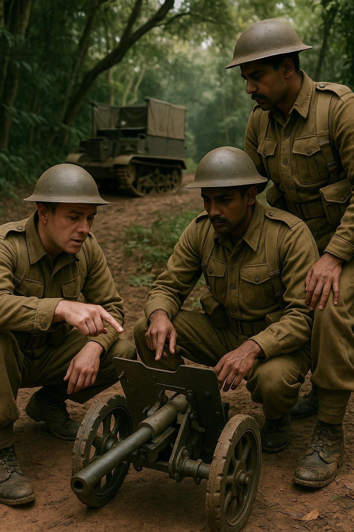 When British Soldiers Examined a Captured 37mm Gun, Burma 1945
